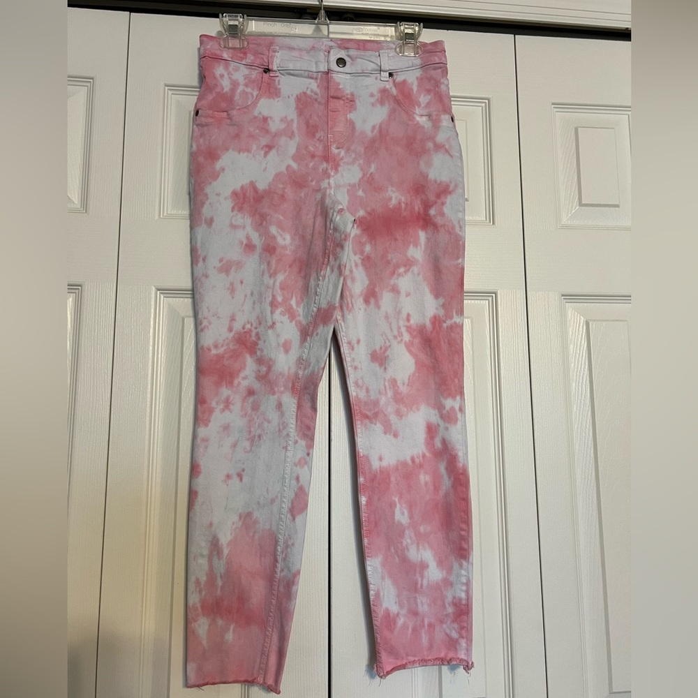 Hue Pink Tie Dye Ankle Pants Size Medium